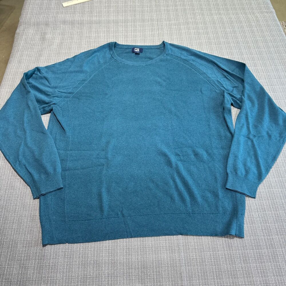 Cutter Buck Crewneck Sweater 3XL Tall Teal Thermal Casual Layering Lounge